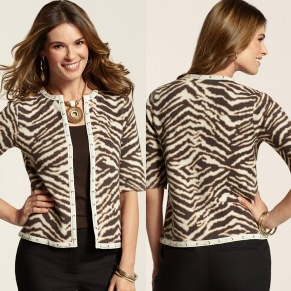 Chico's Sassy Animal Sandra Open Cardigan - Picture 8 of 9